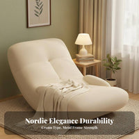 Creamy Aesthetic Upholstered Relaxation Chair Comfortable Armless Floor Rocker Gentle Rocking Motion Indoor Furniture Supportive Backrest for Teenagers, Individuals, Balcony, Living Room, Leisure Area, Reading Nook
