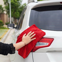 Red Microfibre Cloths and Microfibre Towel, Large Car Towel for Drying and Home Cleaning, High Absorbency 80/20 Polyester Blend