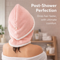 Fleece Drying Towel Turban for Women, Double Layer Super Absorbent Wrap for Adults, Post Bath Rapid Cap