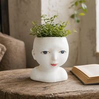 Face Planter Sculptural Bust Planter Face Flower Pot Elegant Statue Classical for Desk, Bookshelf