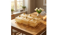 6-Compartment Divided Serving Tray with Lid Gold-Tone Divided Serving Dish with Lid Lidded Snack Server with Tray Transparent for Hosts, Homeowners, Parties, Gatherings, Tea Tables