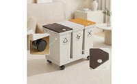Freestanding Sorting Trash Can with Lid Rectangular Wheeled Garbage Can Compact Garbage Bin with Wheels Sturdy for Kitchen