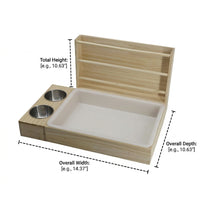 Wood Hay Feeder with Built-in Food Bowl, Upper Entry Rack for Guinea Pigs, Freestanding Pig Hay Holder for Chinchilla Hamster, Less Waste