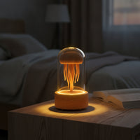 Jellyfish Night Light Warm Glowing Wooden Melody Player Melody Player with Dome Tabletop for Bedside Table, Reading Nook