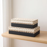 Storage Box with Lid Rigid Lidded Organizer Compact Rectangular Bin with Lid for Dressing Table, Bedroom