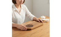 Minimalist Design Walnut Finish Tea Platter Compact Size Dry Brew Tea Tray for Home, Office