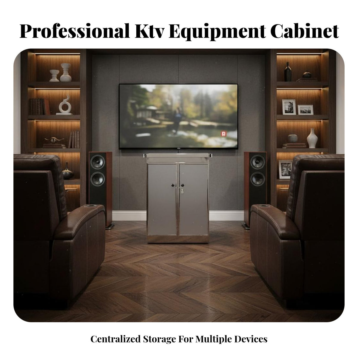 KTV Song Selection Cabinet Construction Karaoke Machine Cabinet Anti-Vibration Stainless Steel Media Console for Home Users, Bar, Clubhouse