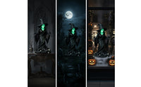 Light-up Witch Statue with Skull Base Glowing Witch Figurine Spooky Ornament Eerie for Courtyard