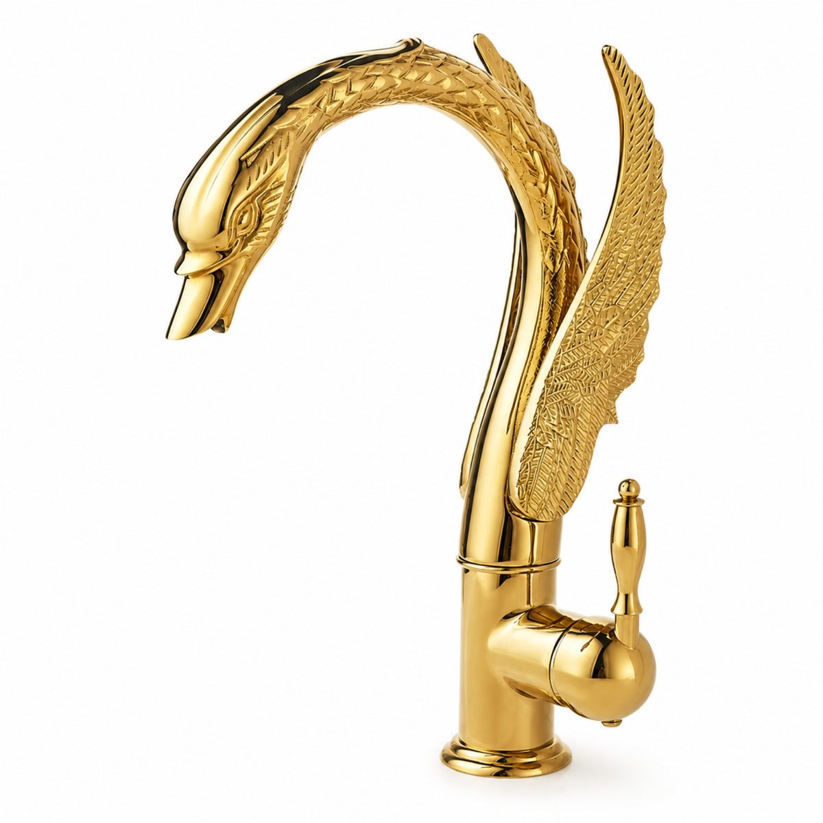 Swan Faucet Polished Single Handle Faucet Solid Brass Tap for Vanity