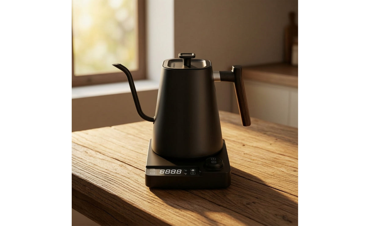 Matte Black Electric Gooseneck Kettle 304 Stainless Steel Gooseneck Electric Kettle Precision Pour Water Boiler Digital Thermostat for Coffee Lovers, Baristas, Kitchen, Office