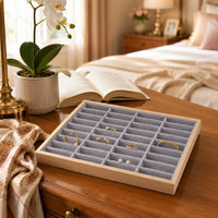 Cloth-Lined-Lined Bracelet Display Tray Rectangular Jewelry Display Tray Compartments Storage Organizer Safeguarding