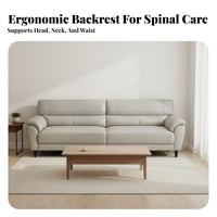 Upholstered 2-Seater Couch Genuine Leather Minimalist Settee Small Space Solution Sofa for Families, Homeowners, Apartment, Lounge Area, Bedroom