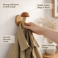 Wooden Wall Hook for Bedroom Entryway, Cute Door for Apartment Dwellers, Decorative Wood for Hanging Coats Hats Bags in Dorm Room