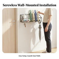 Wall Mounted Umbrella Holder Easy to Install No Drill Umbrella Stand Space Saving Behind Door Storage Rack for Homeowners, Families, Hallway, Office