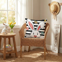 Easter Bunny Pillowcase Festive Atmosphere Easter Egg Print Pillow Cover Soft and Warm Bunny Throw Pillowcase for Holiday Decorators, Parents, Bedroom, Sofa