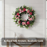 Artificial Peony Wreath Realistic Flowers Rosy Flower Door Wreath Front Door Flower Arrangement No Maintenance Required