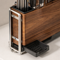 Space Saving Kitchen Utensil Storage Rack for Chefs, Carbon Steel Chopstick Holder and Cutting Board Stand