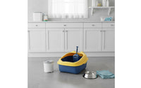 Anti-Splash Guard Semi-Enclosed Cat Litter Box Scoop Included Semi-Enclosed Cat Toilet Spacious Interior High-Sided Litter Pan Easy to Clean for Large Cats, Indoor