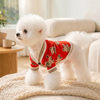 Knitted Dog Sweater and Cat Sweater, Button Front Diagonal Neckline Acrylic Knitted Cat Sweater and Dog Sweater