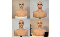Mannequin Head with Shoulders Skin-Tone Manikin Head Prominent Lip Shape Female Mannequin Bust for Hairpiece Makers