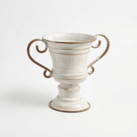 Vintage Trophy Planter Antique Iron Planter with Handles Weathered Plant Pot with Drainage Hole Decorative for Windowsill