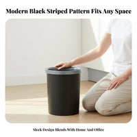 11L Trash Can Large Capacity Pressure Loop Wastebasket Plastic Wastebasket with Press Loop Wide Accessible Ing Striped Garbage