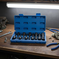 10 Pieces 1/2 Inch Drive Hex Socket Socket Set Wear Resistant 1/2 Inch Drive Hex Driver Set Tool Accessory Storage Case Included