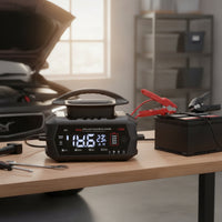 Battery Charger with Clamps 6V 12V 24V Smart Battery Charger Crocodile Clips with Insulation Cover Digital for Car Owners