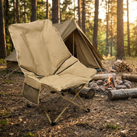 Camping Chair and Folding Chair for Adults, Heavy Duty Carbon Steel Moon Chair with Side Pocket, Padded Folding Camping Chair, Fold up Chair