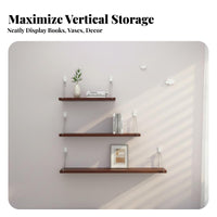 Modern Design No-Drill Floating Shelf Easy to Install Floating Wall Shelf Space-Saving Display Ledge Multi-Functional for Renters, Students, Homeowners, Living Room, Bedroom, Home Office, Bathroom
