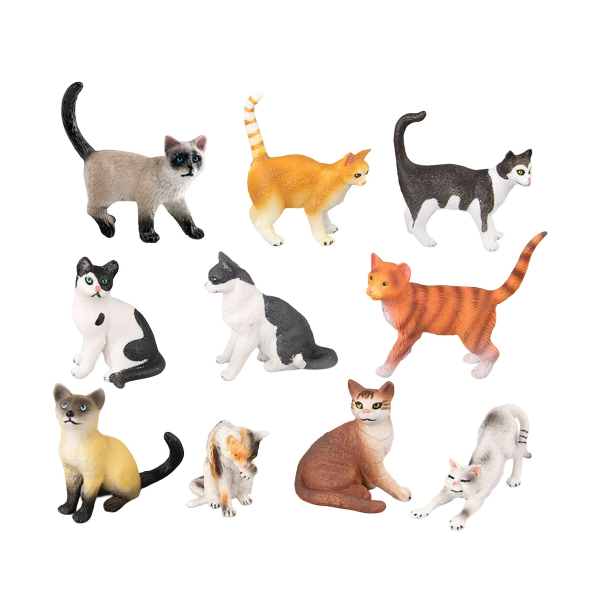 10 Pieces Cat Figurines Tiny Cat Tiny Figurines Hand Painted Animal Models for Collectors, Dioramas