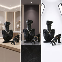 2 Pieces Resin Jewelry Mannequin Display Set Matte Hand Mannequin Sculpted Hand Display with Base Upright for Boutiques, Jewelers, Photo Shoots, Market Stalls