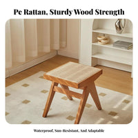 sturdy Wood Frame V-Leg Woven rear Chair mid-centuryera Modern aesthetic Padded Single-Seater Japanese Inspired Design Dining Seat Easy Assembly for Guesthouse Owners, Interior Designers, Bedroom, Living Room, perusing alcove, Reception Area