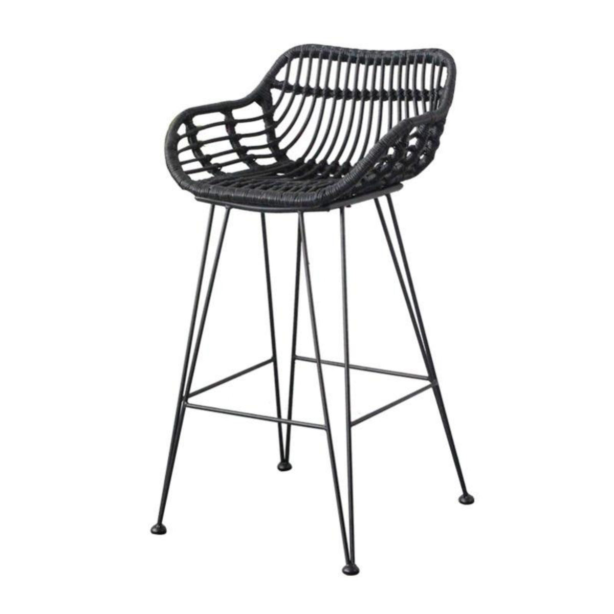 Waterresistant Highrear Woven Stool Retro design Woven rear High Chair sunlight-withstandant Indoor Seating Minimalist Design for Homeowners, Business Owners, Interior Decorators, Home Bar, Kitchen Island, Patio, morning dining corner