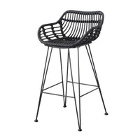 Waterresistant Highrear Woven Stool Retro design Woven rear High Chair sunlight-withstandant Indoor Seating Minimalist Design for Homeowners, Business Owners, Interior Decorators, Home Bar, Kitchen Island, Patio, morning dining corner