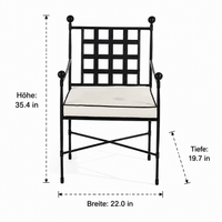 Metal garden furniture set, 2-piece balcony furniture dining group for outdoor, waterproof & weather-resistant, 50cm seat width