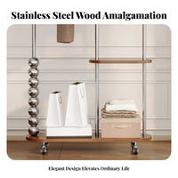 Rolling Clothes Rack Movable with Wheels Wheeled Multi-Level Hanging Rail Portable Garment Stand for Renters, Students, Laundry Room, Entryway, Studio