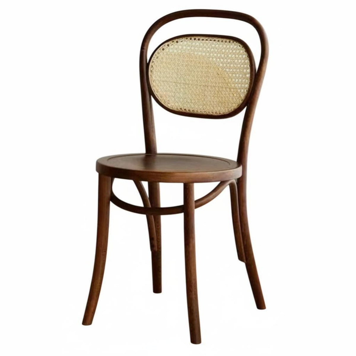 Retro Design Bentwood Cane Chair Solid Wood Construction Wooden Chair with Woven Features Breathable Dining Furniture Ergonomic Curved Back for Cafe Owners, Interior Designers, Homeowners, Restaurant, Kitchen, Living Room, Home Office