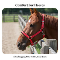 Horse Lead Halter Rust-Resistant Hardware Adjustable Nylon Horse Halter Reinforced Stitching Anti-Rubbing Design for Leading