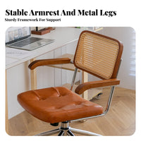 Vintage design Cane posterior rotating Chair Height Adjustable Office Furniture Wheeled Base Computer Seat Ergonomic Design for Home Workers, Students, Executives, Study Room, Bedroom