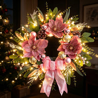 Pink Christmas Wreath Door Hanging Decoration