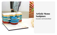 192 Sheets Creative Gift Temple of Heaven Memo Block Includes Safeguarding Acrylic Case 3D Paper Art Notepad Pen Holder Function