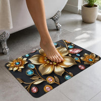 Floral Diatomaceous Earth Bath Mat Quick Dry Non-Slip Absorbent Bathroom Floor Mat