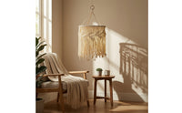 Bohemian Lamp Shade with Tassels Woven Macrame Lampshade Handmade Boho Pendant Light Cover Decorative for Cafe
