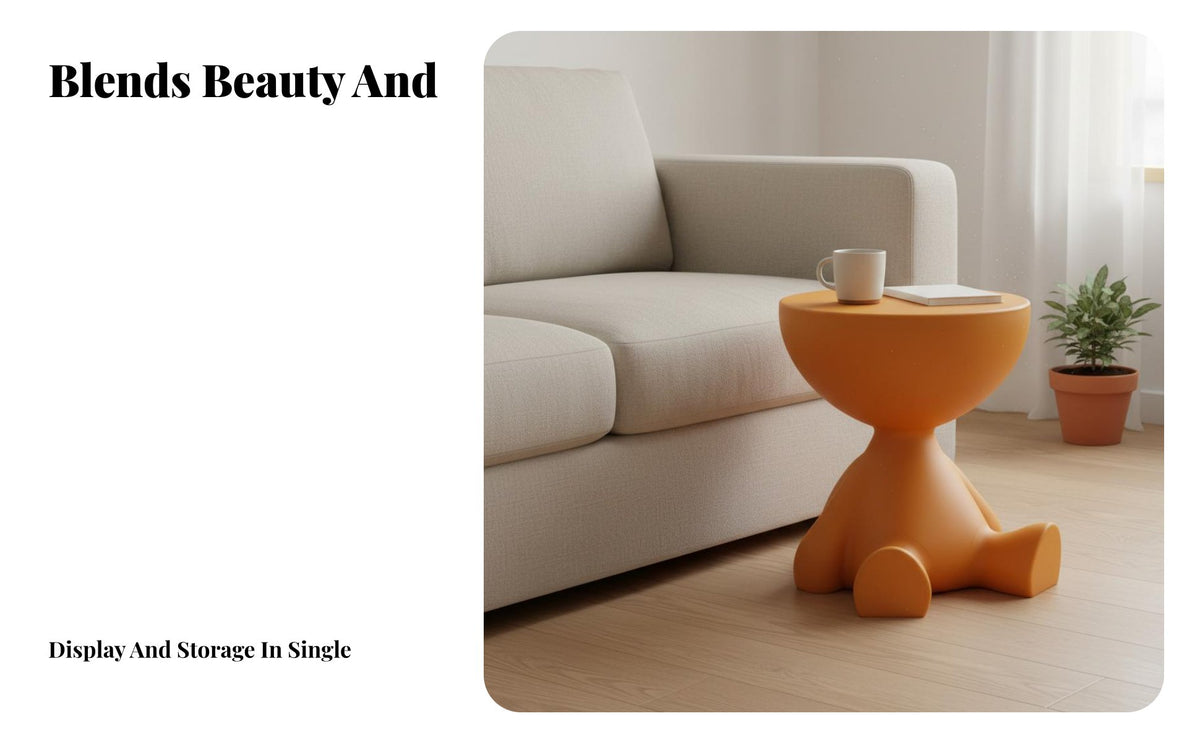 Round Side Table Space-Saving Size Small Coffee Table Distinctive Shape Waterproof for Families with Children