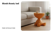 Round Side Table Space-Saving Size Small Coffee Table Distinctive Shape Waterproof for Families with Children