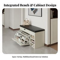 Padded Shoe Storage Bench Large Capacity Cushisingled Shoe Storage Bench
