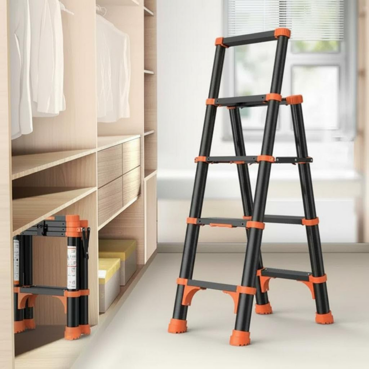 Folding Telescopic Aluminum Ladder Multi-Purpose Step Stool