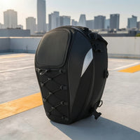 Expandable Motorcycle Tail Bag Hard Shell Motorcycle Rear Seat Bag Large Capacity Backpack Multifunctional for Commuters, Outdoor Riding, Daily Commuting