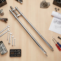 Chrome-Plated Cycle Front Fork with Twin-Leg Design Extra-Long Chopper Fork Straight Vintage for Hobbyists, Custom Cruiser Builds
